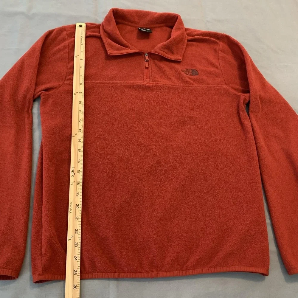 The North Face Pullover Shirt Mens Medium Orange Fleece 1/4 Zip Outdoor Hiking